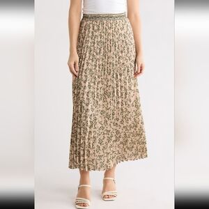 Max Studio Pleated Midi Skirt with Floral Print
